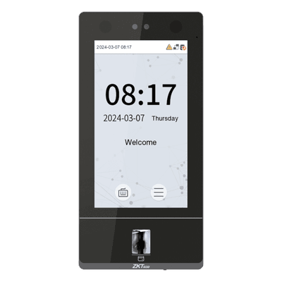 Terminal Biométrica Facial / Pantalla Táctil 7" / 50,000 Usuarios / 10,000 Huellas en Vidrio / IP65 / Wi-Fi 6 / Videoportero SIP 2.0 SENSEFACE7A ZKTECO