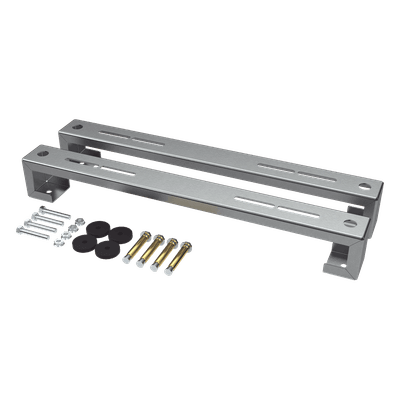 Base para Unidad Externa Minisplit / Capacidad 1 a 3 Toneladas / Ajustable en Altura y Ángulo / Acero Galvanizado y Aluminio / Sistema Antivibraciones