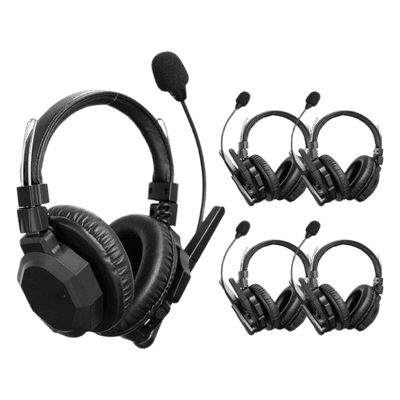 Intercomunicador Inalámbrico Binaural / Cancelación de Ruido IA / Alcance 500 m (1640 ft) / Bluetooth / Batería 1050 mAh / Full-Duplex / Kit 5 Unidades TXMAX5 TXPRO