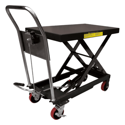 Mesa Elevadora Hidráulica / Capacidad 300 kg a 1 t / Elevación 100 cm (3.28 ft) / Ruedas de Poliuretano con Freno / Soporte de Tijera Doble / Pedal de Aproximación Rápida SYS-MEL-10 URREA