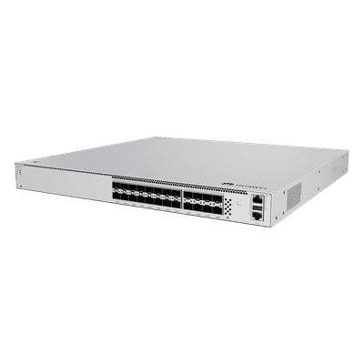 Switch Core Capa 3 / 16 puertos SFP 10 Gbps + 8 puertos SFP28 25 Gbps / Conmutación 1,120 Gbit/s / Reenvío 833 Mpps / iStack sin licenciamiento / Ruteo dinámico RIP/OSPF/BGP/IS-IS / Fuente AC/DC intercambiable / 1U S620-16X8YZ HUAWEI