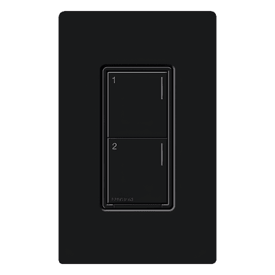 Botonera de pared / Sunnata Híbrida / 2 botones / Dimmer-interruptor integrado / Requiere neutro / 150W LED-450W INC-HAL-ELV / Negro / RadioRA 3 RRSTHN2BBL LUTRON RADIORA 3