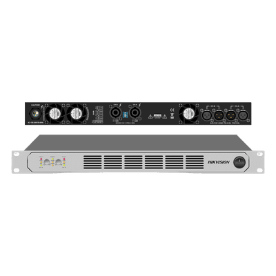 Amplificador de Potencia Profesional / 250W 2-Zonas / Clase D / Eficiencia 90% / Modos Estéreo y Puente / PFC de Banda Ancha / Protección Integral / 1U Compacto DS-QAPAR25-2 HIKVISION