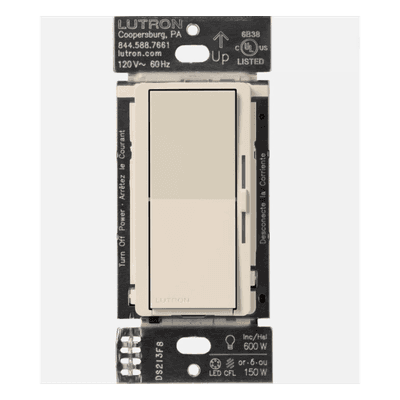 Atenuador de Pared Inalámbrico / Sin Neutro / 150 W LED/CFL - 600 W Incandescente/Halógena / 120 V / 3 Vías con Hub Caseta DVRF6LLA LUTRON ELECTRONICS