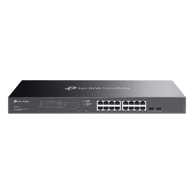 Switch Smart 18 Puertos / 16 Puertos PoE+ 802.3af/at / 150 W / 2 Ranuras SFP / Switching 36 Gbps / Enrutamiento Estático L2+ / Fanless / Rack 440 mm (17.3 in) SG2218P TP-LINK