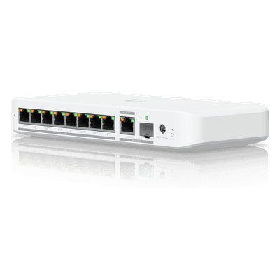 Switch PoE++ / 8 Puertos 2.5GbE / 1 Puerto 10GbE RJ45/SFP+ / 76W PoE / 30Gbps / 6.99 × 3.91 × 1.10 pulgadas USW-FLEX-2.5G-8-POE UBIQUITI
