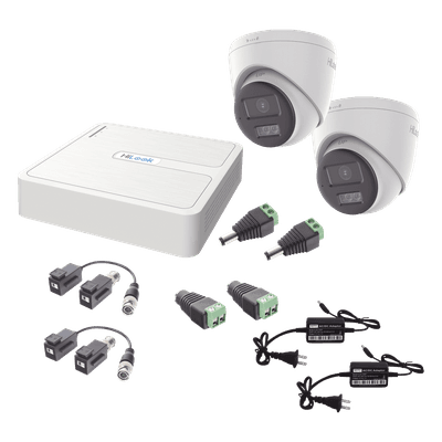 Kit de Videovigilancia TurboHD / 1080p Lite / DVR 4 Canales + 1 IP / 2 Cámaras Turret 2 MP / Audio Bidireccional / Dual Light 40 m (131.2 ft) / Visión Color