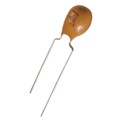 Capacitor de Tántalo / 2.2 µF / 25 V / ESR 6 Ω / Tolerancia 10% / Radial 2.5 mm / -55°C a +125°C TAP-225K-025SCS SYSCOM PARTS