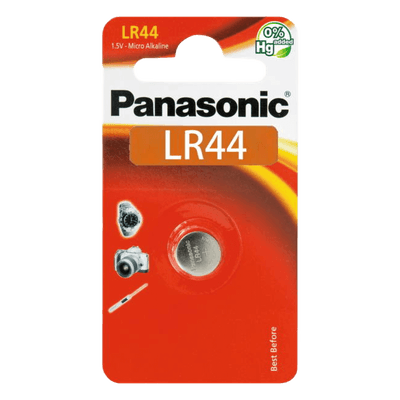 Batería Alcalina de Botón / 1.5 V / 110 mAh / LR44 / Acero Inoxidable Semihermético LR44PL PANASONIC