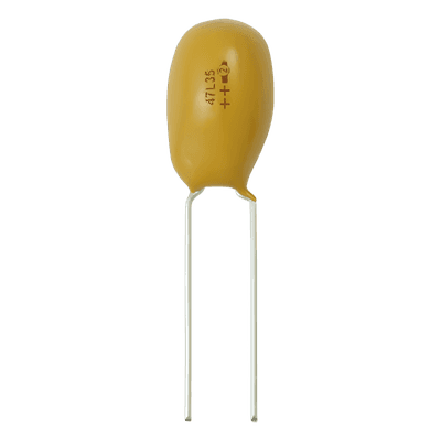 Capacitor de Tántalo / 2.2 µF (2200 nF) / 25 Vcc / Tolerancia 10% / Radial 2.54 mm (0.1 in) / -55°C a +125°C 199-D225X-9025A1VE3 SYSCOM