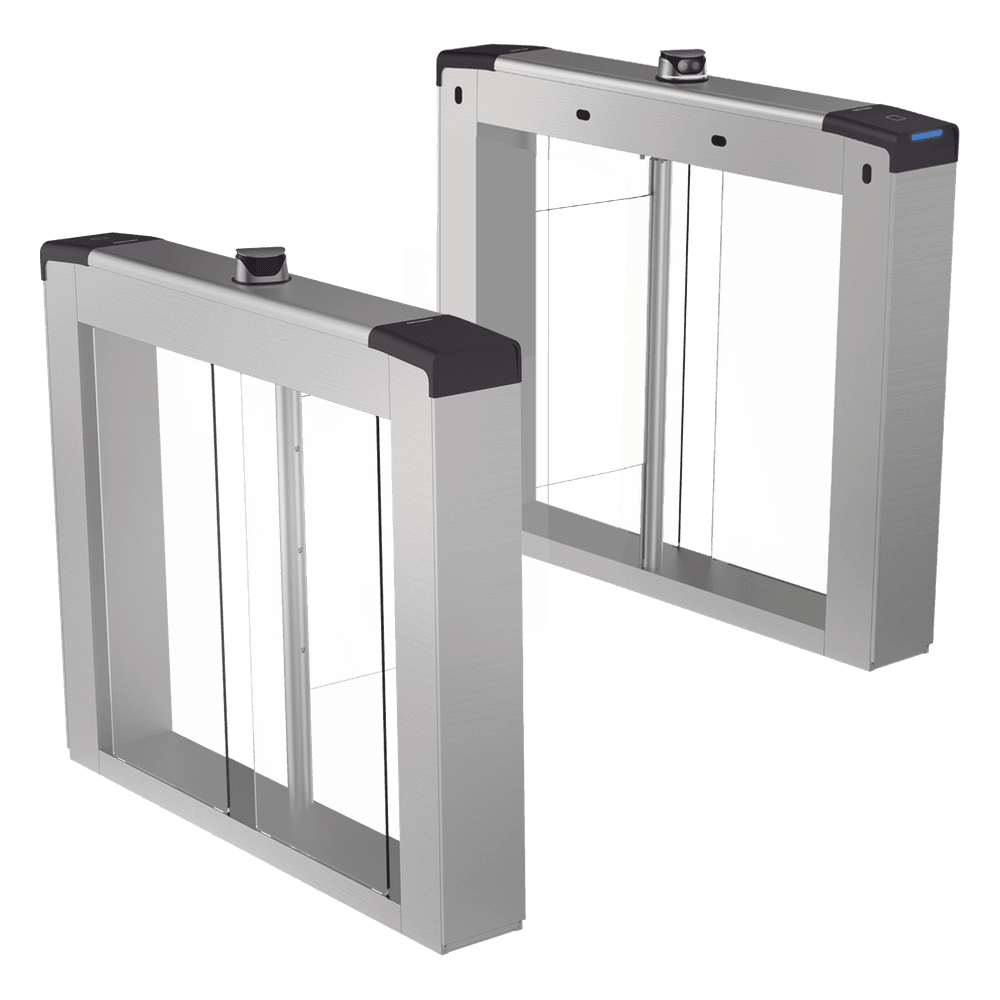 Torniquete Swing Bidireccional / Reconocimiento Facial 100,000 Rostros / Lector Mifare 200,000 Tarjetas / 5,000,000 MCBF / 4 Sensores dToF / Paso 20-60 Personas/min / Carril 65 o 90 cm (25.6 o 35.4 in) / Wi-Fi AP y RJ45