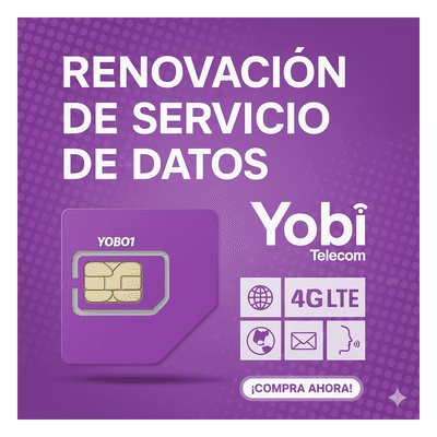 Plan Anual de Datos / 3.5 GB Mensuales / 12 Meses / 2G 3G 4G / Roaming EU y Canadá 15 Días / PoC RENO3GBYOBI YOBI