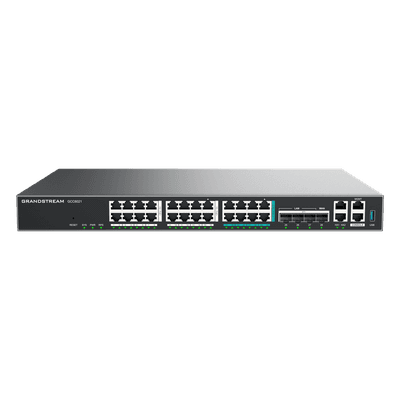 Router Todo-en-Uno / 50 Extensiones PBX / Firewall NGFW 9 Gbps / VPN IPsec 1.3 Gbps / 4x SFP+ 10 GbE / 8x 2.5 GbE / 16x GbE / Gestión en la Nube GCC6021 GRANDSTREAM