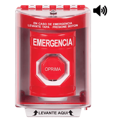 Botón Multipropósito / Superficie con Espaciador / Tapa Policarbonato / Bocina Pre-Alarma / Interior-Exterior / -40°C a 121°C / 10A 250VAC SS2082EM-ES STI