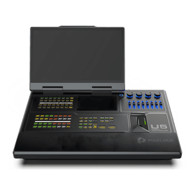 Controlador de Eventos / Pantalla Táctil 21.5" / Pantalla Inteligente 8" / 87 Botones LCD Programables / 4 Encoders y 8 Faders / HDMI 2.0 / 12G-SDI / Control MIDI y KVM / Diseño Plegable U5 PIXELHUE