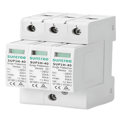 Supresor de Picos Transitorios / 3 Polos / 230 Vca / Tiempo de Respuesta <20 ns / Clase II / IP20 / Rango -40°C a +80°C / Riel DIN 35 mm SUP1H40/220VAC/3P SUNTREE