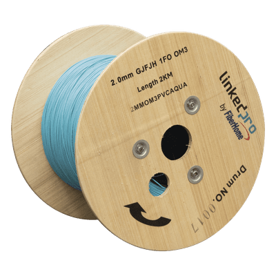 Cable de Fibra Óptica / Multimodo OM4 / Simplex / Tight Buffer 0.9 mm / Diámetro 2.0 mm / PVC / 2 km (6561.7 ft) por Tramo 2MMOM3PVCAQUA LINKEDPRO BY EPCOM