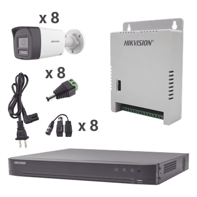 Kit TurboHD 4K / DVR 8 Canales / 8 Cámaras Bala 3K / Audio Bidireccional / Dual Light 30 m (98.4 ft) / ColorVu / IP67