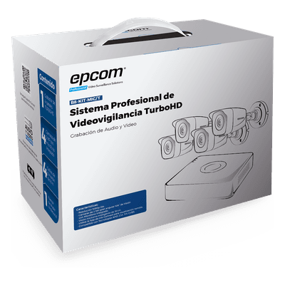 Kit TurboHD / DVR 4 Canales / 1080p Lite / 4 Cámaras Bala con Micrófono Integrado / IR 20 m (65.6 ft) / IP66 / Audio por Coaxitron
