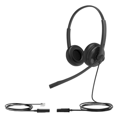 Diadema Alámbrica / Audio HD / Cancelación de Ruido Pasiva / Conexión QD a RJ9 / Almohadillas de Cuero / Brazo Flexible 330° YHS34-DUAL YEALINK