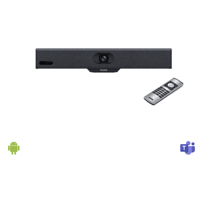 Barra de Videoconferencia Todo en Uno / 4K / Lente 120° / 8 Micrófonos MEMS con IA / Auto Framing / Microsoft Teams y Zoom / Android Integrado A10-010 YEALINK