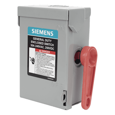 Interruptor de Seguridad / 240Vca / 2 Polos / 30A / NEMA 1 / Sin Portafusibles / 10k-100k AIC GNF221A SIEMENS