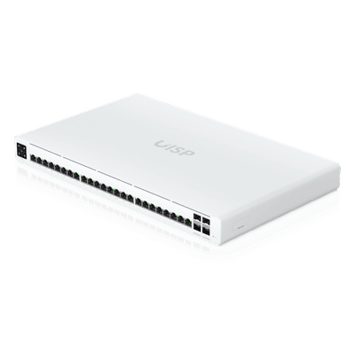 Switch Administrable PoE / 24 Puertos GbE / 4 SFP+ 10G / PoE Pasivo 27 V 220 W / Pantalla Táctil 1.3" UISP-S-PRO UBIQUITI