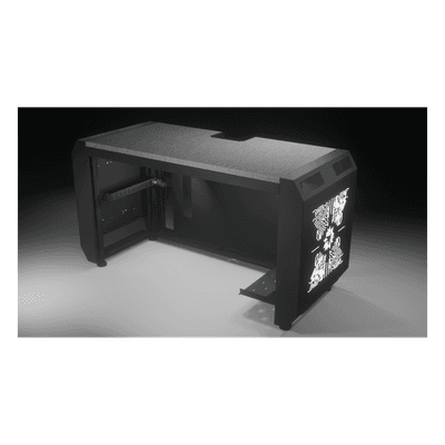 Consola Profesional para Monitoreo y Cómputo / Acero Laminado y Madera / Ranura para Base de Monitores / Tomacorriente 15A / Iluminación LED / 1.64 ft (0.5 m) de Profundidad EMS03 EPCOM INDUSTRIAL