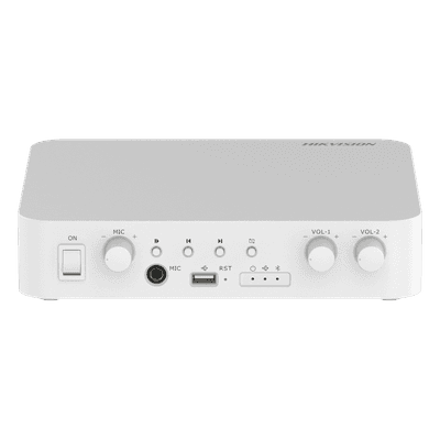 Amplificador de Audio IP / 80 W / 2 Zonas 40 W / 100V/70V / Bluetooth / USB / RCA / Micrófono / Spotify / Control Web DS-QAE1A80G1-VBST HIKVISION