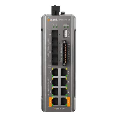 Switch PoE Industrial L2+ / 8 Puertos Gigabit PoE / 4 Puertos SFP 10G / Capacidad 96 Gbps / Presupuesto PoE 240 W / Rango -40 a 75 °C (-40 a 167 °F) / Sin Ventilador SP5012FML2(V2) WI-TEK