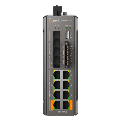 Switch PoE Administrable / 8 Puertos Gigabit / 2 Puertos 90W 802.3bt / 4 SFP 2.5G / Capacidad 36 Gbps / Presupuesto PoE 240W / Rango -40℃ a 75℃ (-40℉ a 167℉) SP3012FM-L2(V3) WI-TEK
