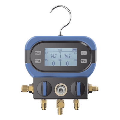 Manifold Digital / 2 Válvulas / Sensor Alta Precisión / LCD Retroiluminada / Rango -14 a 800 psi (55 bar) / 40+ Refrigerantes / Anti-Caídas DM-AA EPCOM