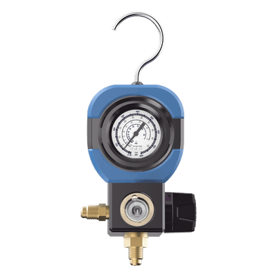 Manifold de Refrigeración / 1 Válvula / Múltiples Refrigerantes / Rango -30 inHg a 500 psi / Interfaz 1/4" SAE / Diámetro 90 mm AM1V EPCOM