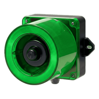 Baliza LED con Sirena / Verde / 31 Tonos / 123 dB / IP66 / 110-220 VCA