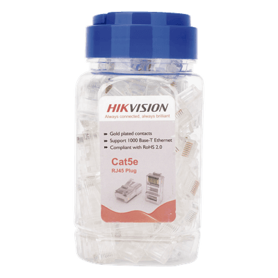 Conector Modular RJ45 / Cat 5e / Chapado en Oro / Sin Blindaje / 24 AWG / UTP Interior / 100 Piezas DS-1M5EUA-15U HIKVISION