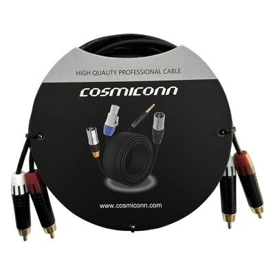 Cable de Audio 2 RCA a 2 RCA / Conectores Negros / Diferenciadores Rojo y Blanco / 2 m (6.56 ft) CRC03-2RM-2RM-2-001 COSMICONN