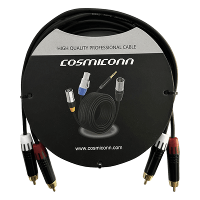 Cable 2 RCA x 2 RCA / Conectores Negros / Diferenciador Color Blanco y Rojo / 3 m (9.84 ft) CRC032RM2RM3001 COSMICONN