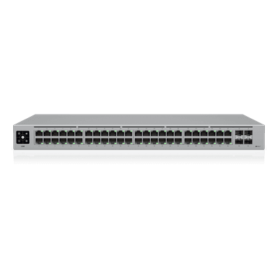 Switch Administrable Layer 2 / 48 Puertos GbE / 4 Puertos SFP 1 Gbps / Fanless / 104 Gbps / Pantalla Táctil 1.3' USW-48 UBIQUITI