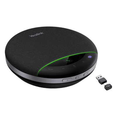 Altavoz de Conferencia Bluetooth / 6 Micrófonos con IA / Alcance 30 m (98.4 ft) / Daisy Chain Inalámbrico / Autonomía 35 h / Pantalla LCD SP96-WITH-DONGLE-USB-C/A YEALINK