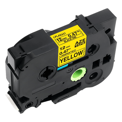 Cartucho de Etiquetas Laminadas / Negro sobre Amarillo / 12 mm (1/2") / 8 m (26.2 ft) / Alta Visibilidad para Cables / Compatible Brother LPLAE631 LINKEDPRO BY EPCOM
