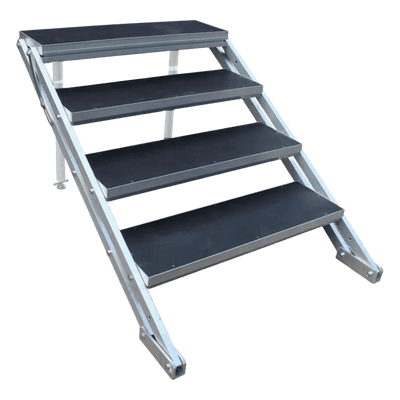 Escalera para Tarima / Altura Ajustable 100-170 cm (3.3-5.6 ft) / Ancho 100 cm (3.3 ft) / Superficie Antideslizante / Aluminio / Compatible Tarimas YS4 YSL1 SHINESTAGE