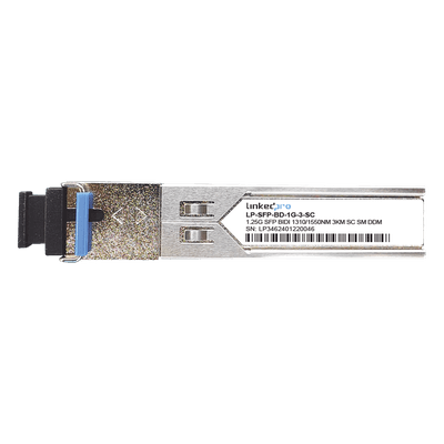 Transceptor SFP Bidireccional / 1.25 Gbps / Monomodo / Alcance 3 km (9842.5 ft) / Conector SC/UPC Simplex / DDM / Hot-Pluggable / 2 Piezas LP-SFP-BD-1G-3-SC LINKEDPRO