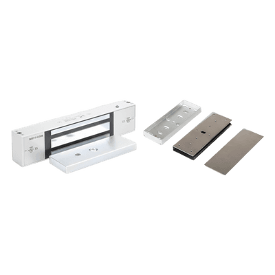 Kit de Control de Acceso / Chapa Magnética 1200 lbs (545 kg) / Montaje en U para Puerta de Cristal / Uso Interior / Certificación UL / Doble Voltaje 12/24 VDC