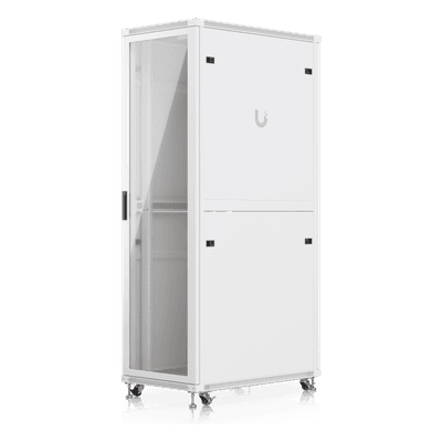 Gabinete Rack de Piso / 42U / 600 x 1000 mm (23.6 x 39.4 in) / Carga 800 kg / Puerta Vidrio Templado / Ventiladores Integrados UACC-RACK-42U-1000-G UBIQUITI