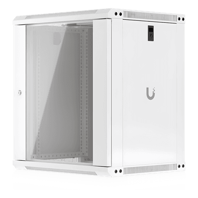 Gabinete Rack 12U / Montaje en Pared / 550 x 450 mm / Puerta de Vidrio Templado / Ventilación Integrada / Capacidad 50 kg UACC-RACK-12U-WALL-450-G UBIQUITI