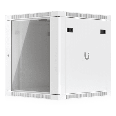 Gabinete Rack 12U / Montaje en Pared / Profundidad 600 mm / Puerta Vidrio Templado / Carga 80 kg (176 lb) / Ventilación Integrada UACC-RACK-12U-WALL-600-G UBIQUITI