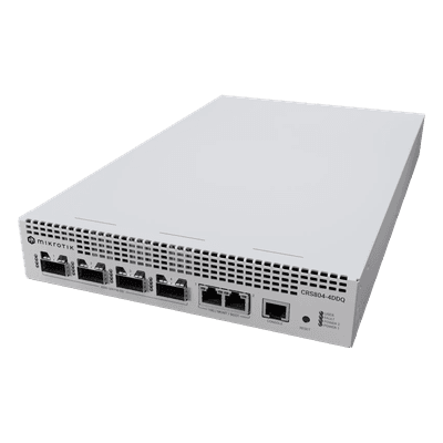 Switch 400 Gigabit / 4 Puertos QSFP-DD / 400G/200G/100G/50G/40G / 2 Puertos 1G/10G / Fuentes Hot-Swap / 1U Compacto CRS804-4DDQ-HRM MIKROTIK