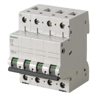 Interruptor automático magnetotérmico / 4 polos / 16 A / Curva C / 6 kA / 400 VCA / Riel DIN