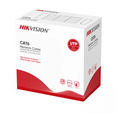 Bobina de Cable Cat 6 / 305 m (1000 pies) / 100% Cobre / 24 AWG / 250 MHz / PVC / Interior DS-1LN6UZC0B HIKVISION