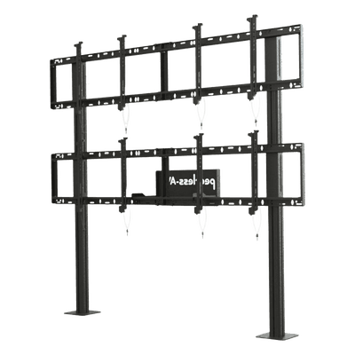 Soporte Modular Video Wall Pedestal 2x2 / Ajuste Micro Sin Herramientas 8 Puntos / Capacidad 500 lb (227 kg) / VESA 200x200 a 600x400 mm / Aluminio / Gestión Cableado y Almacenamiento / Displays 46' a 60' / Profundidad Máx 5' (127 mm) DS-S560-2X2 PEERLESS
